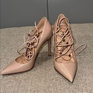 Valentino Garavani Blush Lace-Up Heels